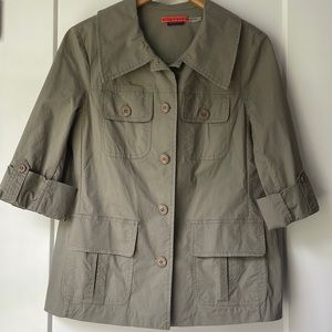 ALICE + OLIVIA Utility Shirt Jacket Roll-up sleeves - grey taupe Large